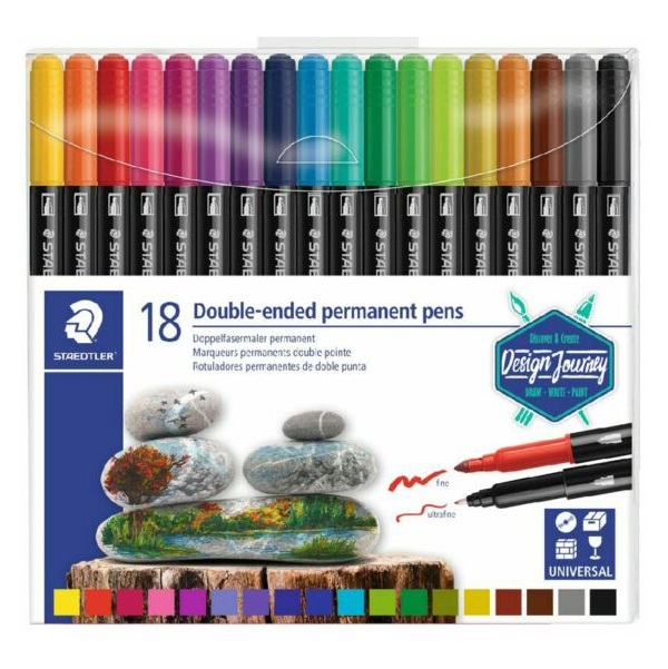 STAEDTLER Double-ended permanent pen, box of 18