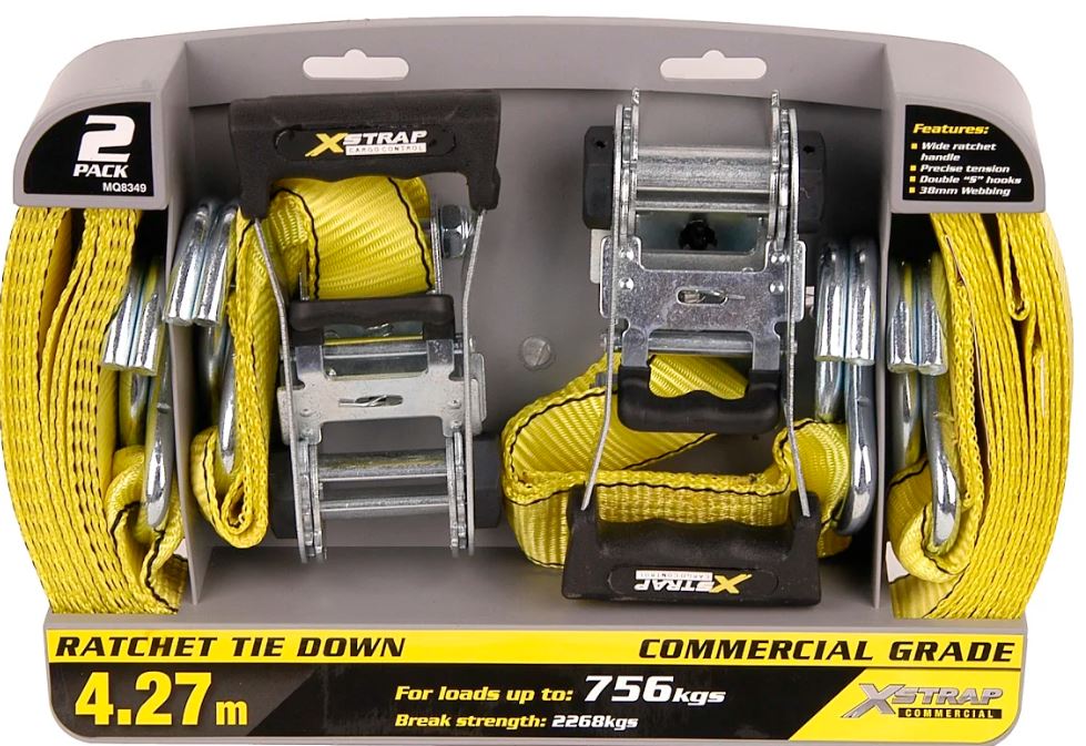 X- Strap Commercial Duty Wide Ratchet Tie Downs – 4,3m x 378mm – 2 Piece