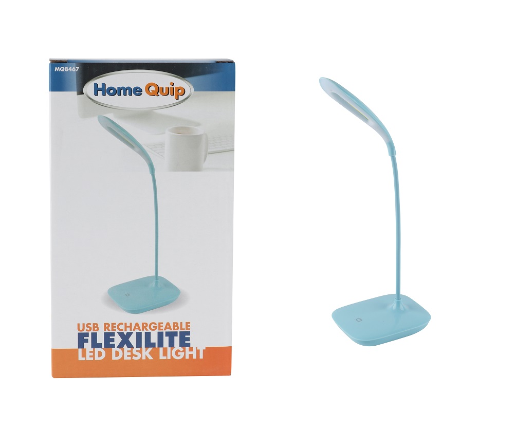 Homequip Flexlite – USB Rechargeable Flexible Desk Light – Blue