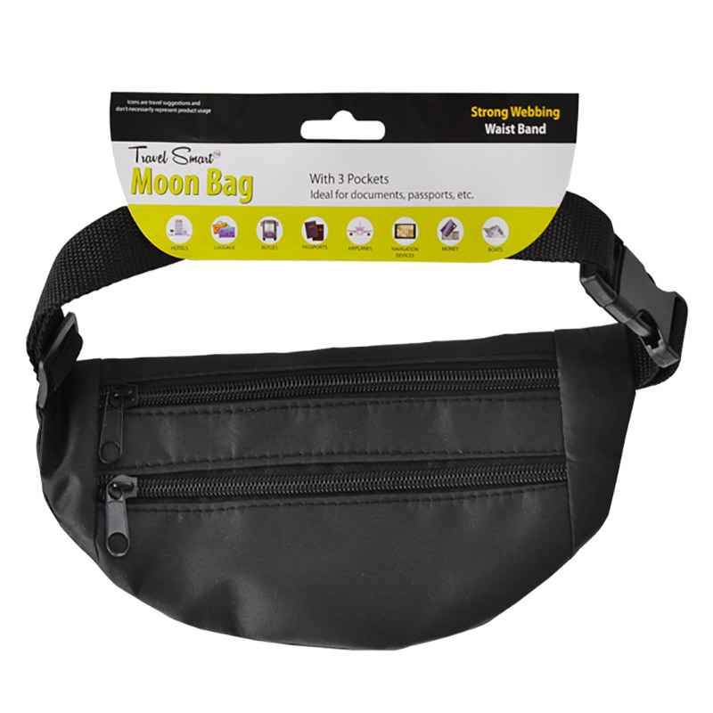 Travel Bag – Moon Bag – Travel Accessories – Storage – Black – 25cm
