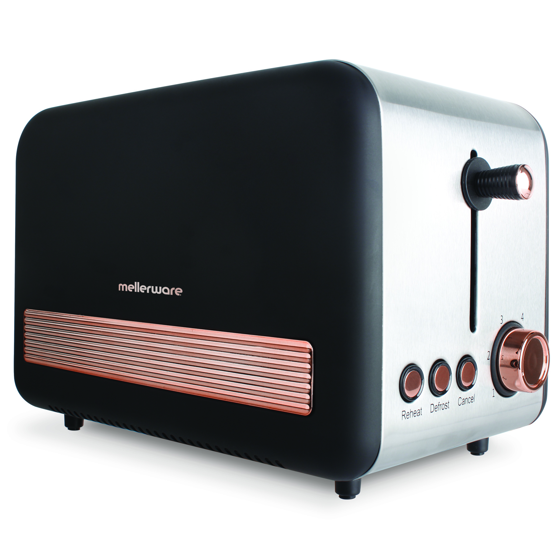 Mellerware Toaster 2 Slice Stainless Steel Black 6 Heat Settings 850W “Rose Gold”