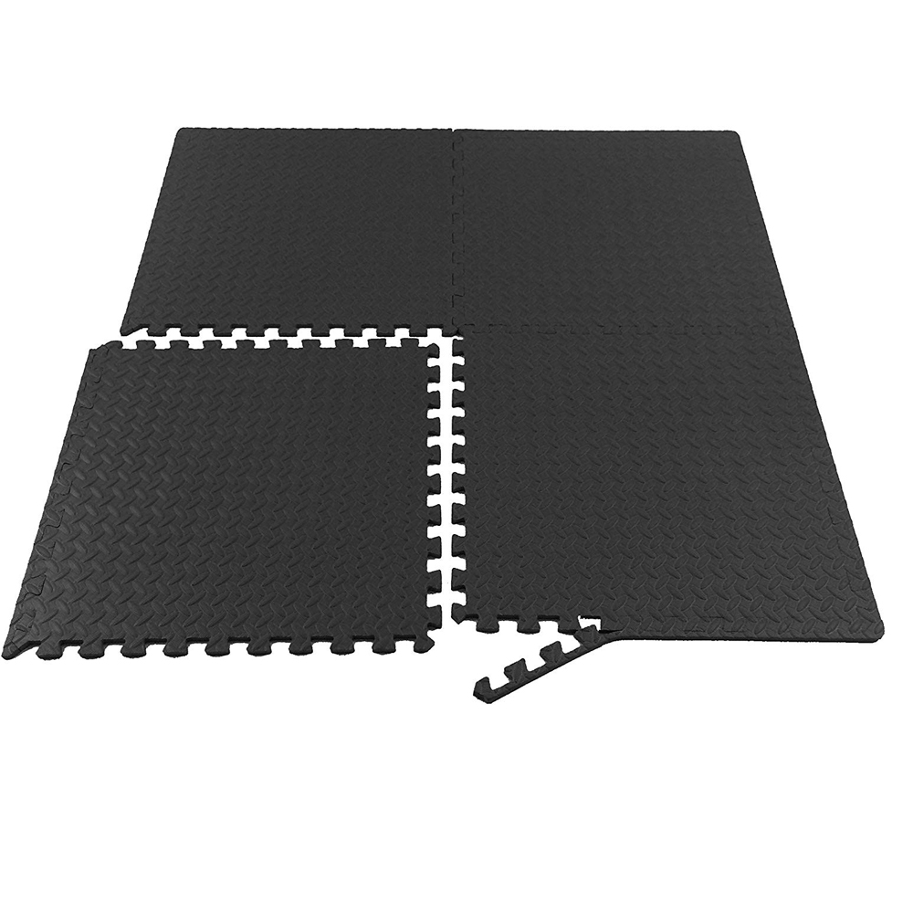 SkyDeals Eva Floor Gym Mat – 4 Piece Black