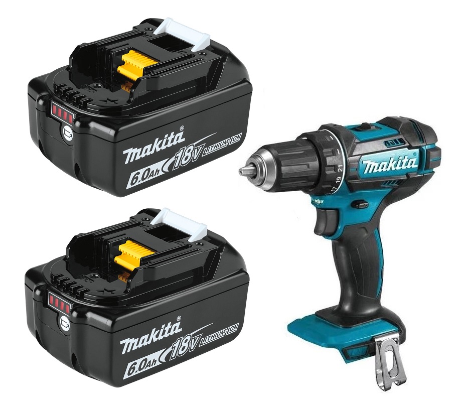 Makita DHP482ZJ Cordless Impact Driver Drill & 2 x Makita BL1860 Batteries