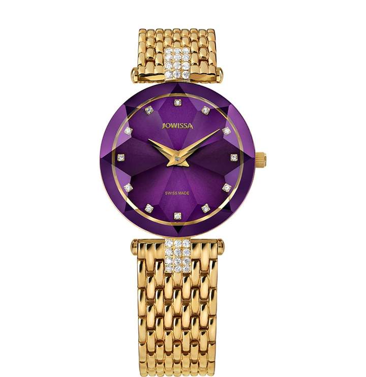 Jowissa Facet Strass Swiss Ladies Watch – Gold & Purple