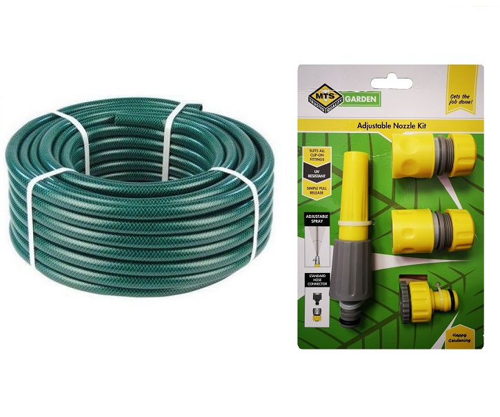 MTS Hose Pipe (30m) 12mm x 30m (1/2″) INCLUDING 4 Piece Fittings Set