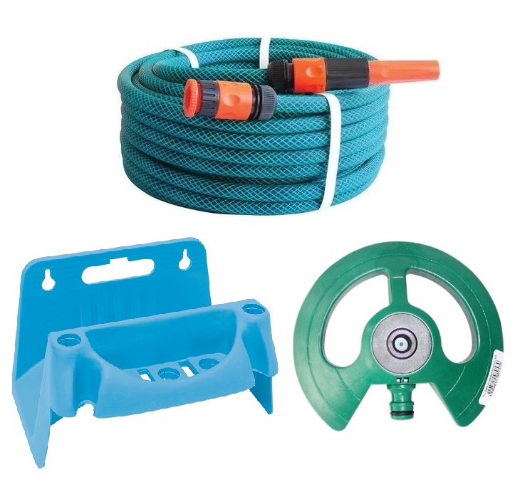 MTS Hose Pipe Set (20m) with Fittings Sprinkler and Hose Hanger