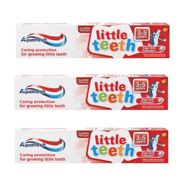 Aquafresh – Little Teeth Fluoride Toothpaste for 3 – 5 Year olds (3 x 50ml)
