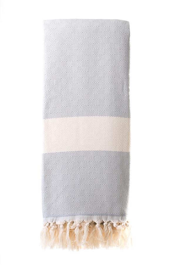 Turkish Throw / Blanket (100% Cotton) – Diamanta (220x240cm) – Light Grey