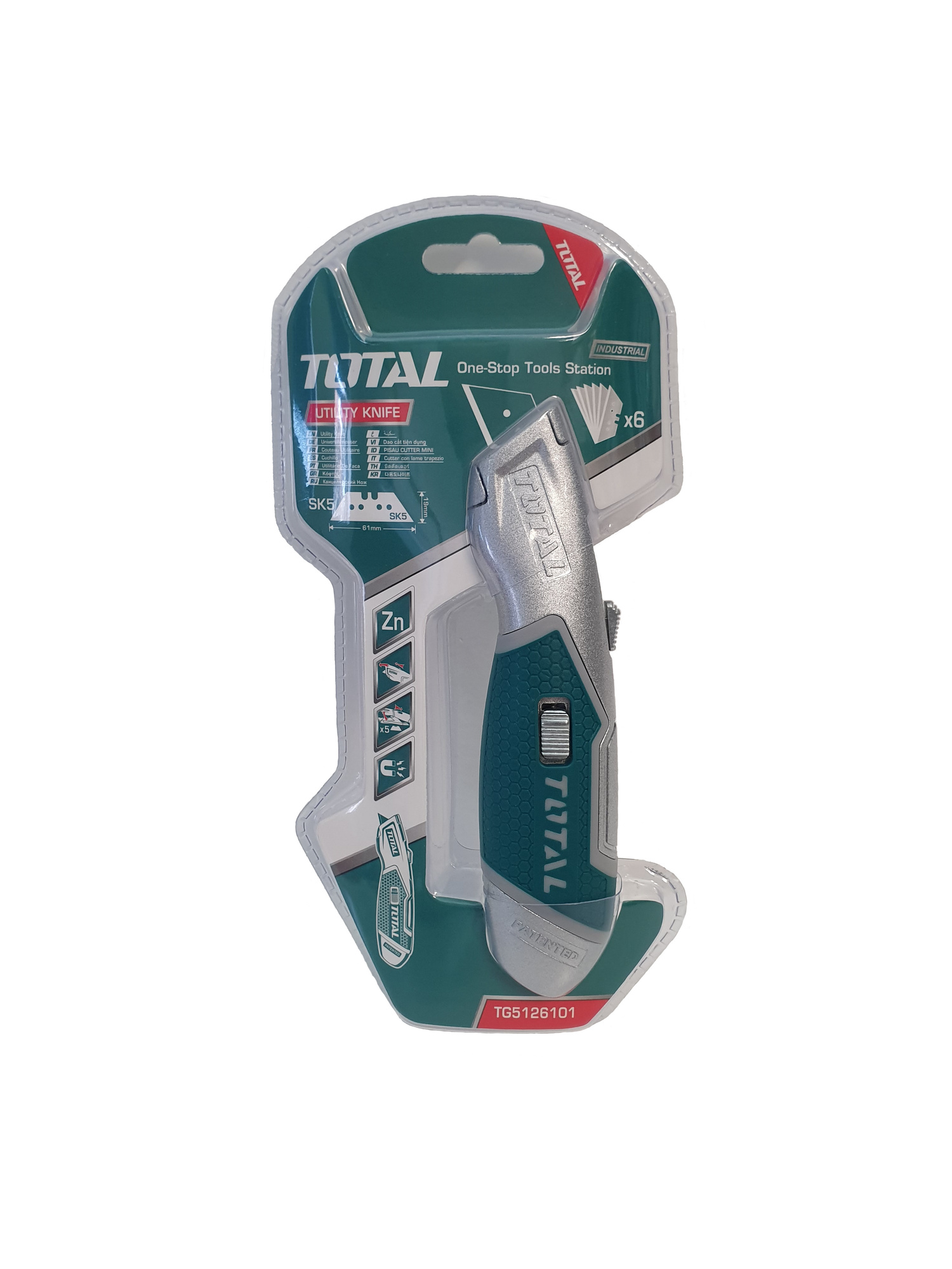 Total Tools Utility Knife – Heavy Duty with 6 Piece Spare Blades