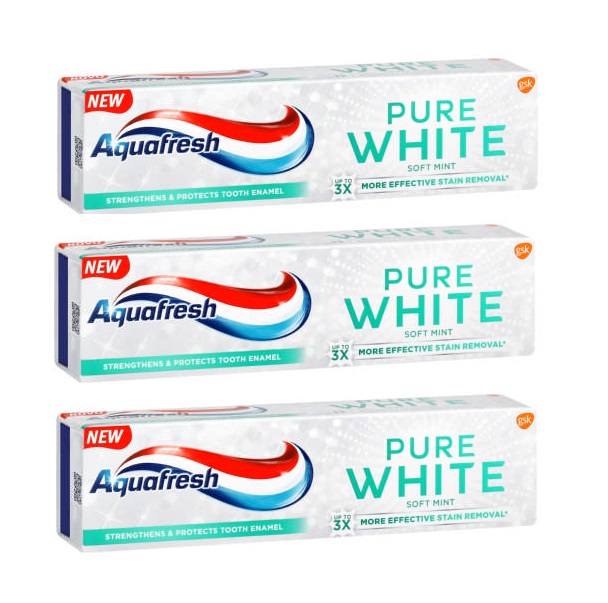 Aquafresh –  Pure White Toothpaste – Soft Mint (3 x 75ml)