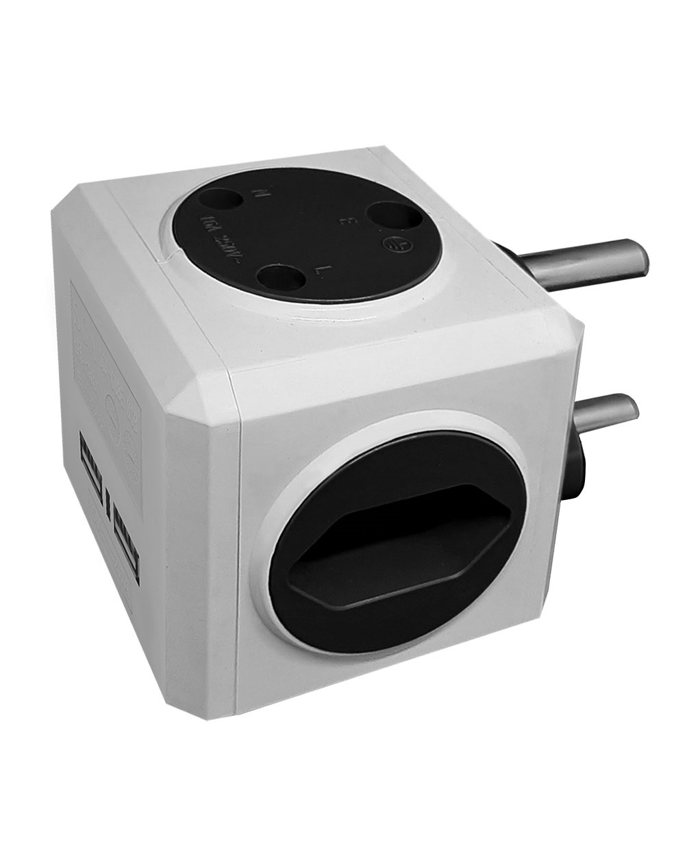Dual USB charger with multi sockets – Black