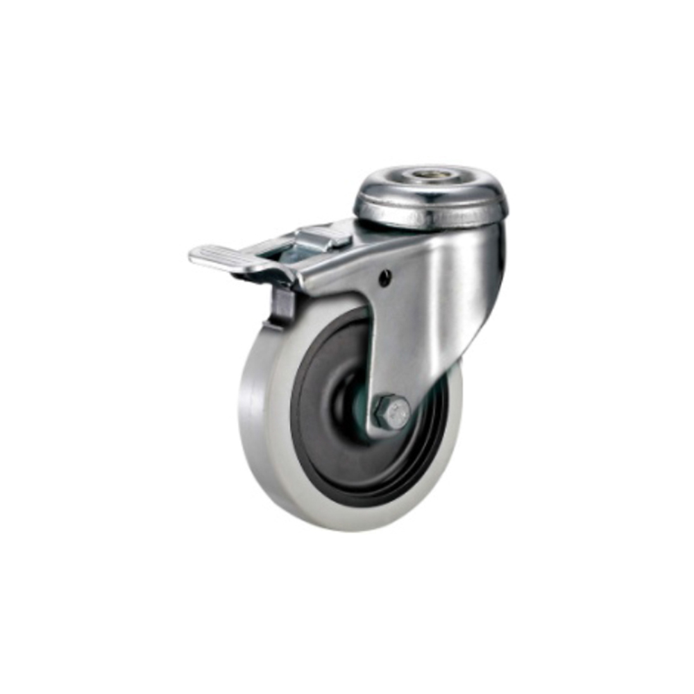 Tradequip – Thermoplastic Rubber Castor – Bolt Hole Swivel with Brake 65mm