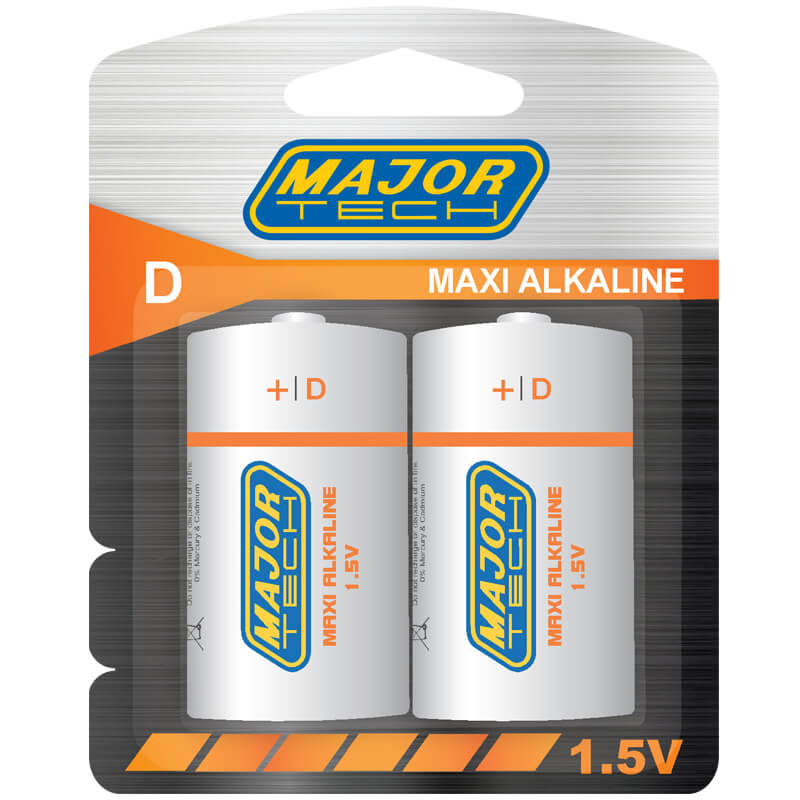 Major Tech – LR20-BP2 D Maxi Alkaline Battery (Box of 24 Batteries)
