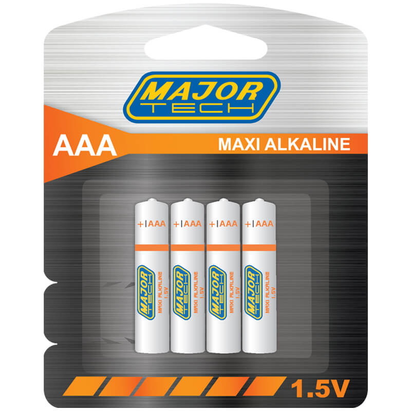 Major Tech – LR03-BP4 AAA Maxi Alkaline Battery (Box of 48 Batteries)