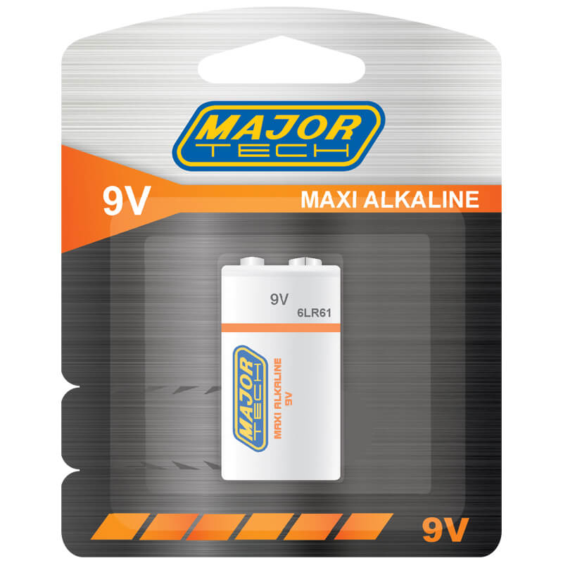 Major Tech – 6LR61-BP1 9V Maxi Alkaline Battery (Box of 12 Batteries)