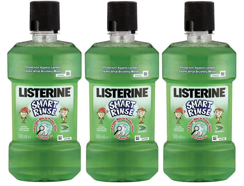 Listerine – Kids Smart Rinse Mouthwash Mild Mint (3 x 500ml)