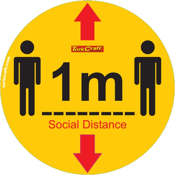 Covid 19 – 400mm Round Social Distancing Graphic – Tork Craft Double Arrow Social Yellow  Please