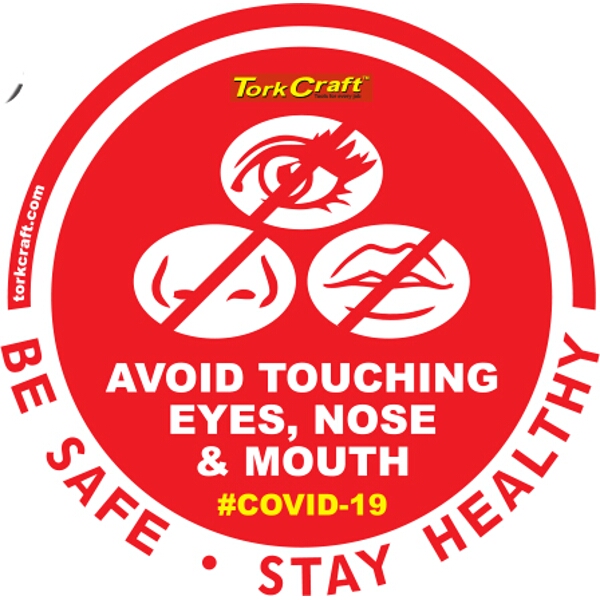 Covid 19 – 170mm Round Awareness Graphic – Tork Craft Red No Touch Face