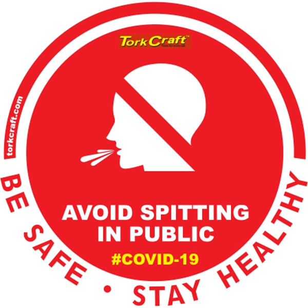 Covid 19 – 170mm Round Awareness Graphic – Tork Craft Red No Spitting