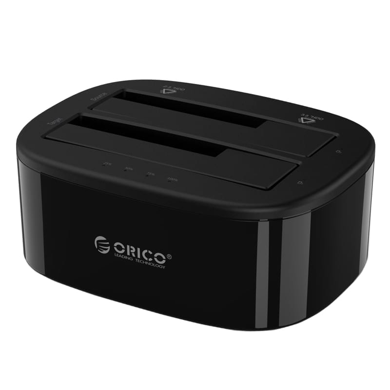 Orico 2 Bay 2.5″/3.5″ USB3.0 HDD|SSD Standalone Clone Dock – Black