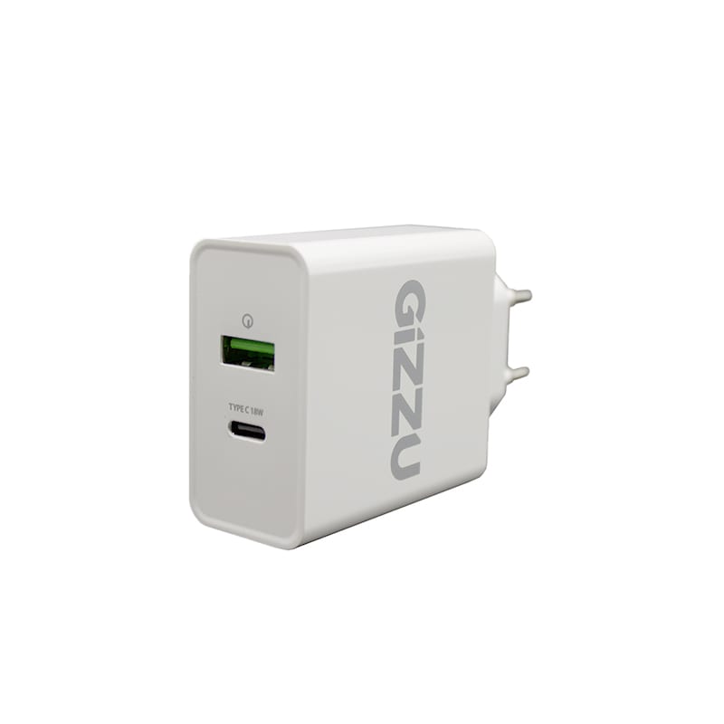 Gizzu 36W PD Type-C & USB QC 3.0 Wall Charger – White