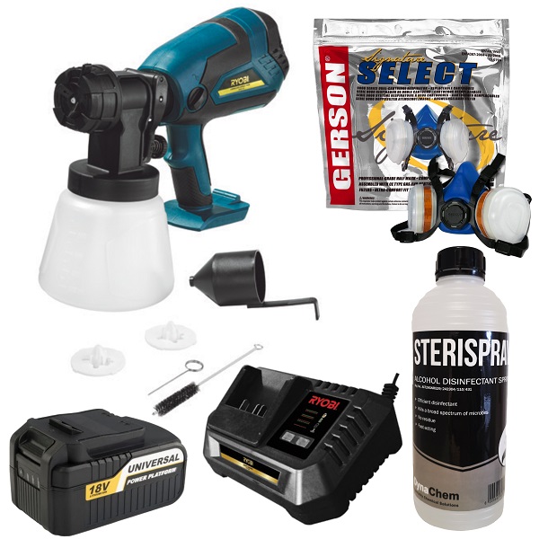18V Ryobi Cordless Sanitizing Spray Gun Combo