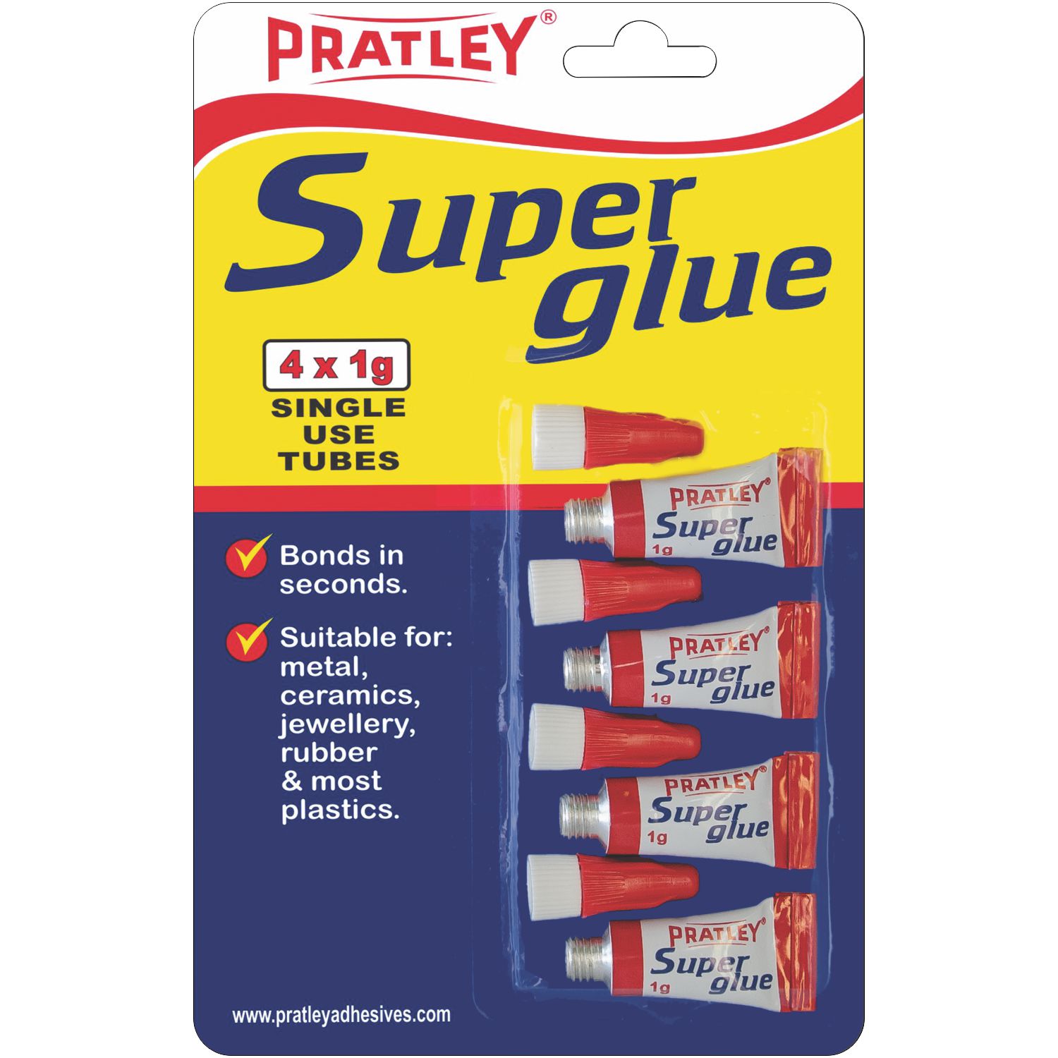 Pratley Superglue 4 x 1g single-use tubes