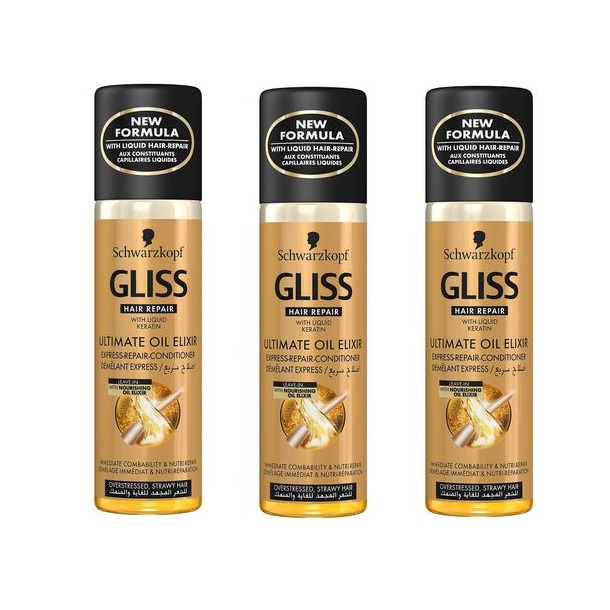 Schwarzkopf Gliss – Ultimate Oil Express Elixir Hair Repair Conditioner – (3 x 200ml)