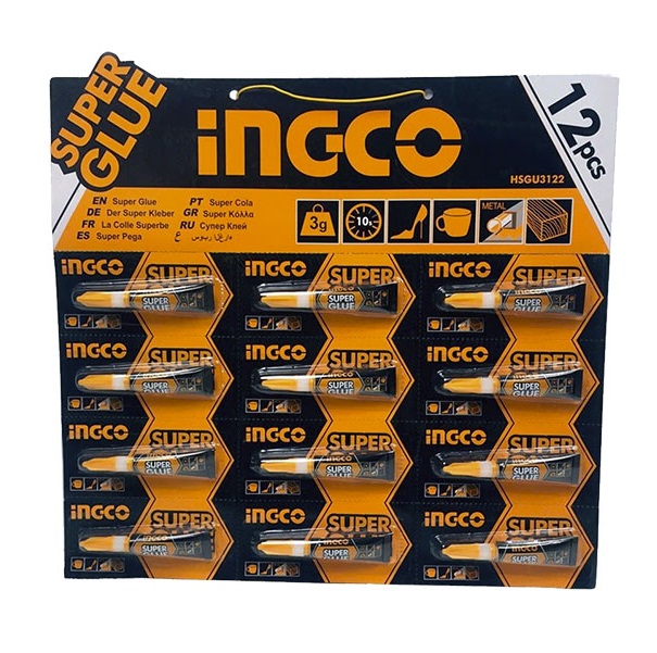 INGCO – Super Glue (12 Units per Card) – 3g per tube
