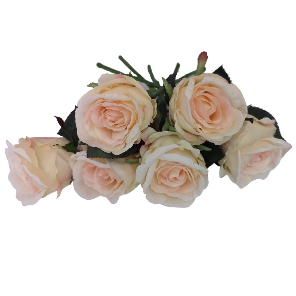 Bunch of 6 Roses  (Artificial Flowers) – Champagne