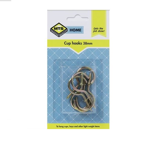 MTS Home  Cup Hooks 38mm Brass 6 Pieces