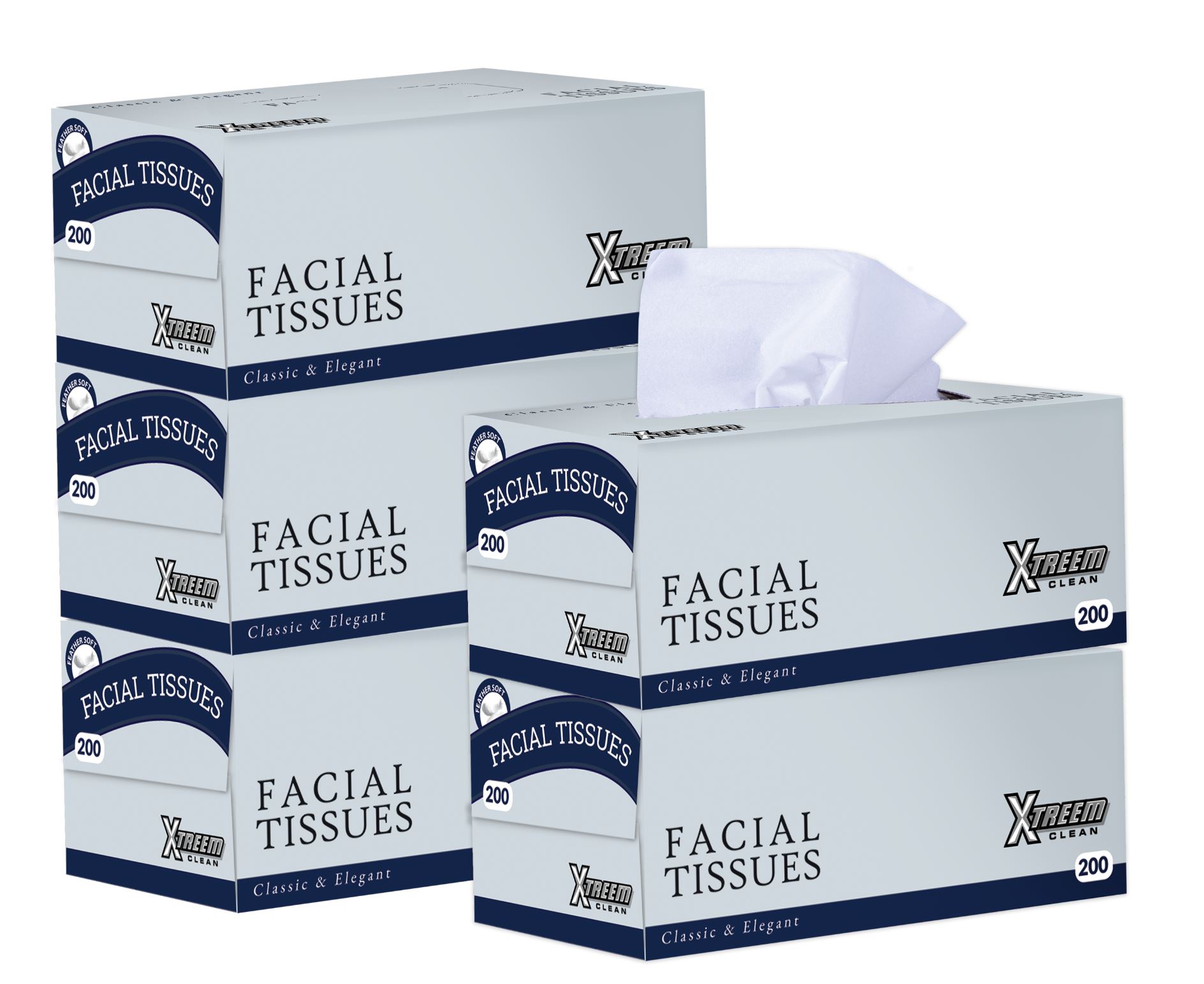 Xtreem Facial Tissues 200`s – Pack of 5 Boxes