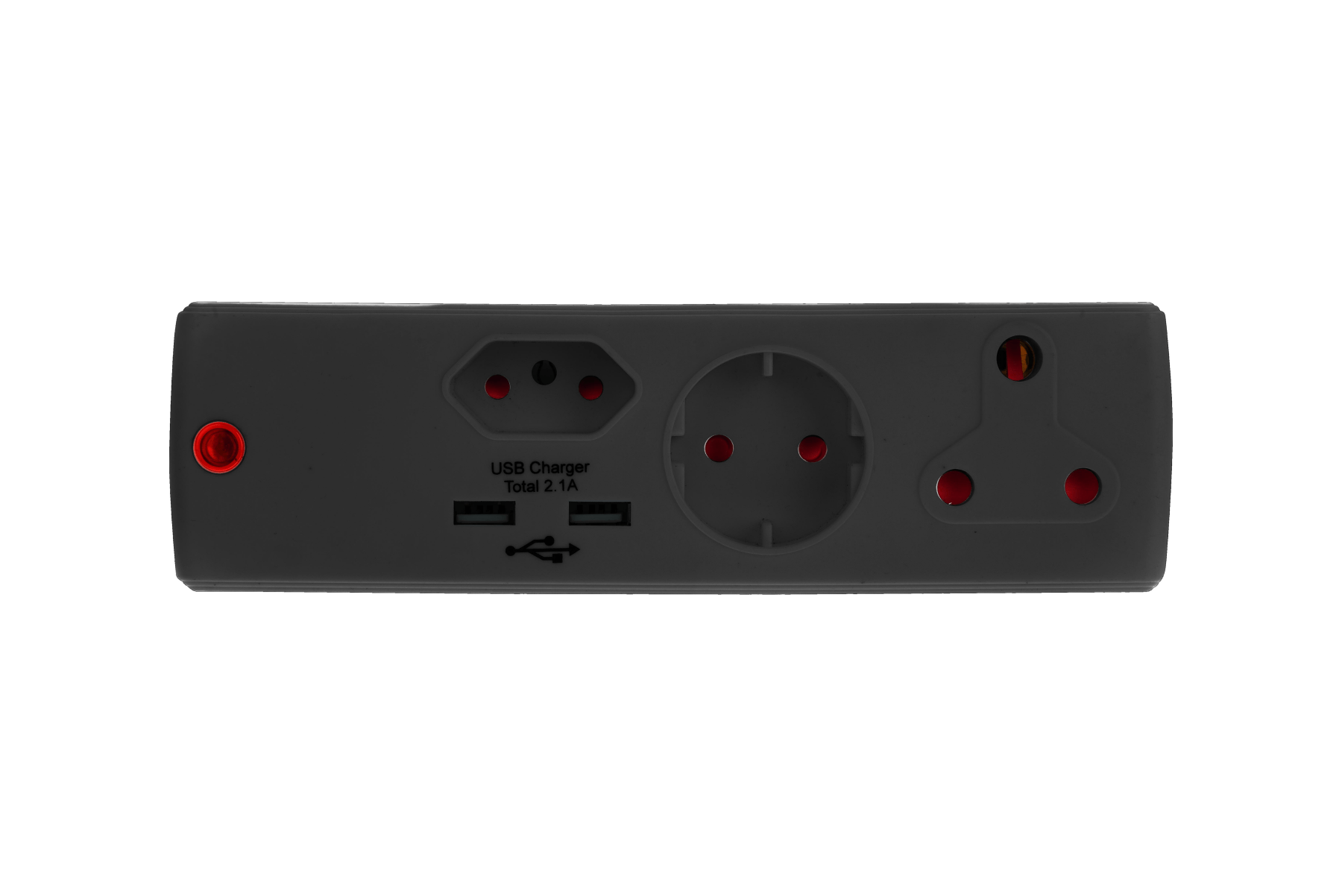 Electricmate – USB Adaptor 1 x 16Amp + 1 x 5Amp + 1 x Schuko + 2.1 – Black