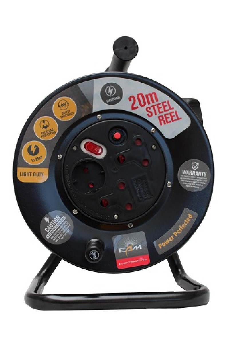 Electricmate 10 Amp 20m Steel Extension Reel
