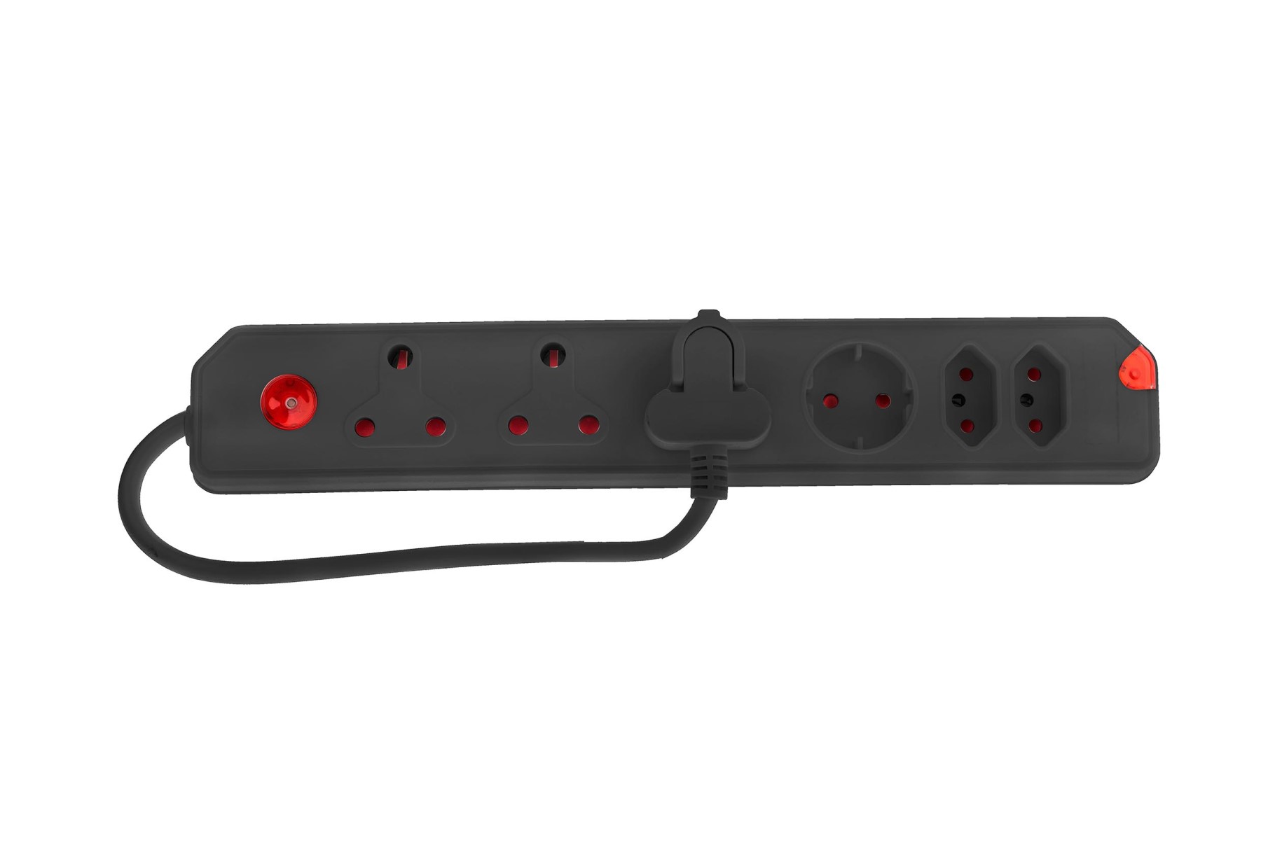 Electricmate 6 Way Multi Plug Over Load – Black
