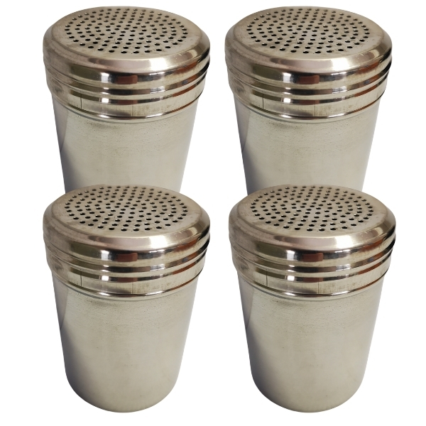Stainless Steel Shakers – 7cm x 9cm – Bulk Pack of 4 Shakers