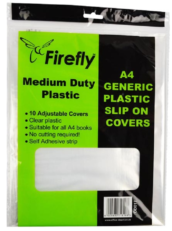 Firefly A4 Slip-On Plastic Book Covers, 50Micron Medium Duty (10`s)