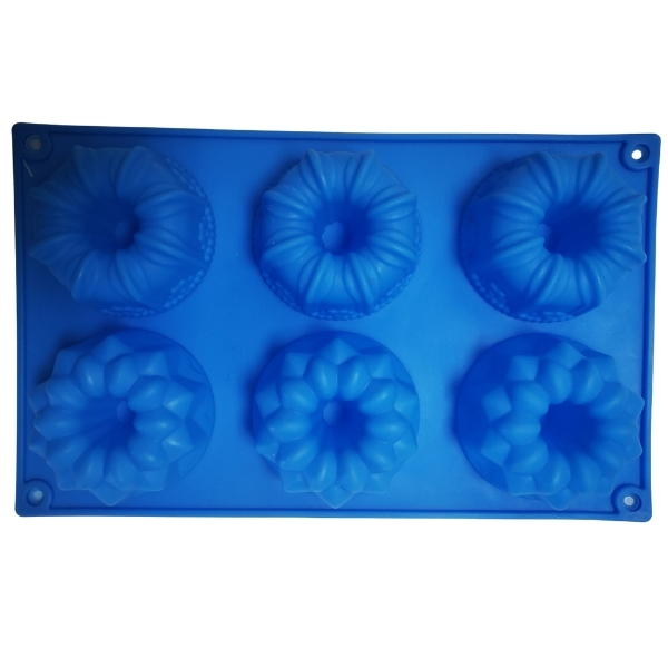 Bakeware Silicone Cupcake / Muffin / Doughnut Cake Mould – 6 Cup (Blue)