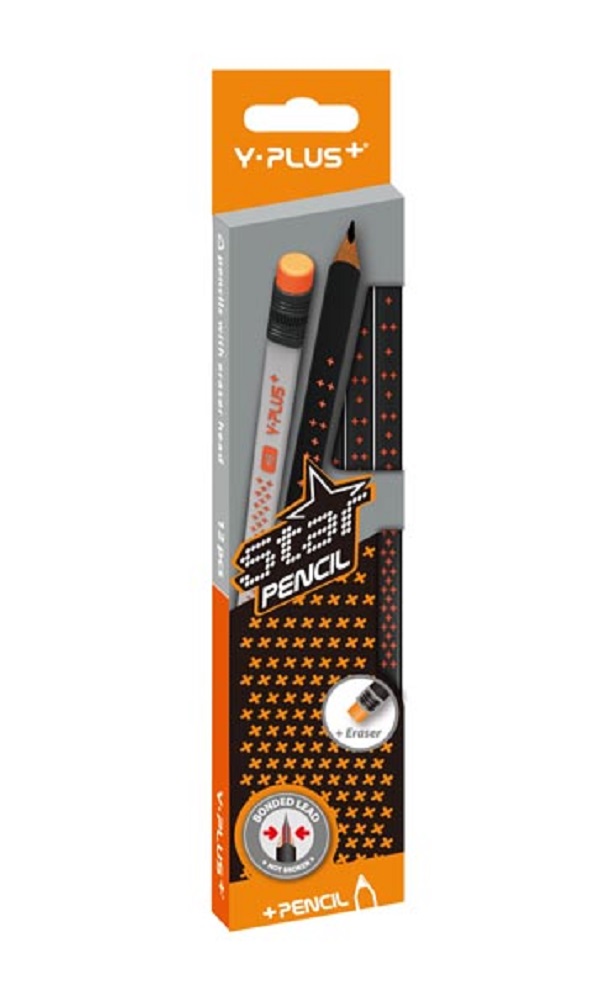 Y-Plus Star Pencil Tri-Grip HB with Eraser Tip 12`S