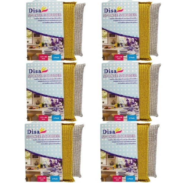 Disa – Cleaning Sponge Scourers – Bulk Pack of 6