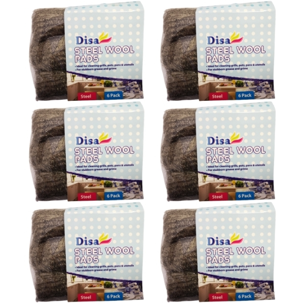 Disa – Cleaning Steel Wool Pads / Steel Wool Balls – Bulk Pack of 6