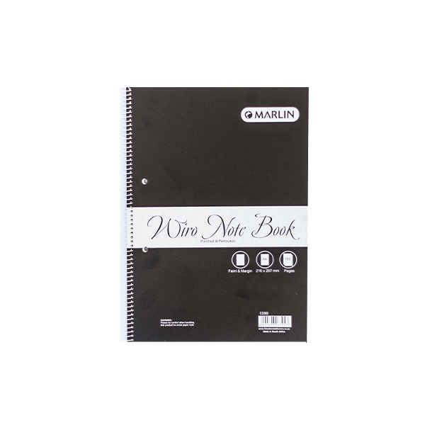 Marlin side spiral Wiro Note Book A4 150 page punched & perforated