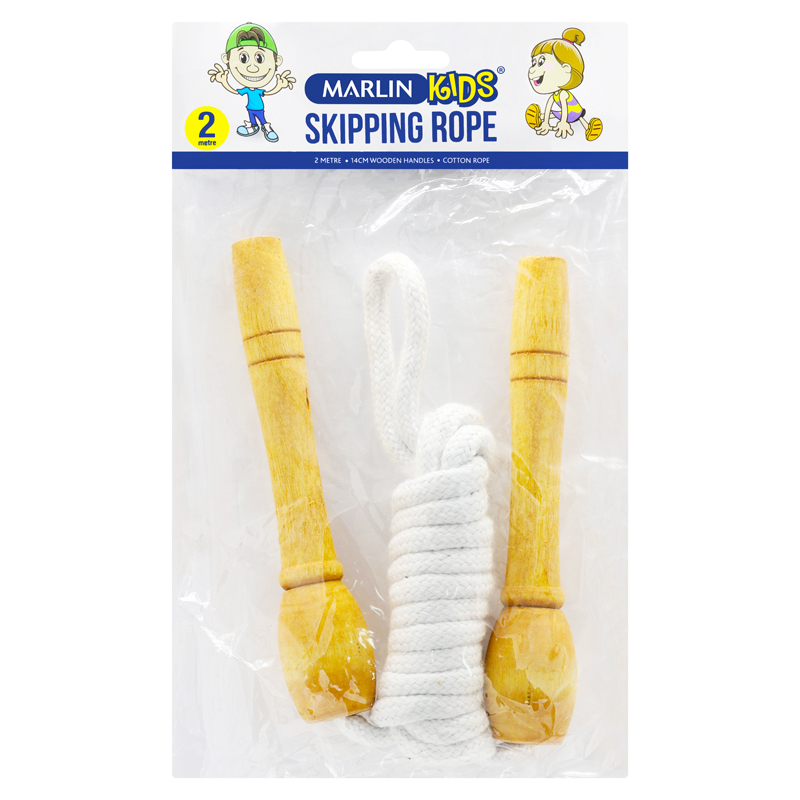 Marlin Kids Skipping Rope 2mtrs with wooden handles