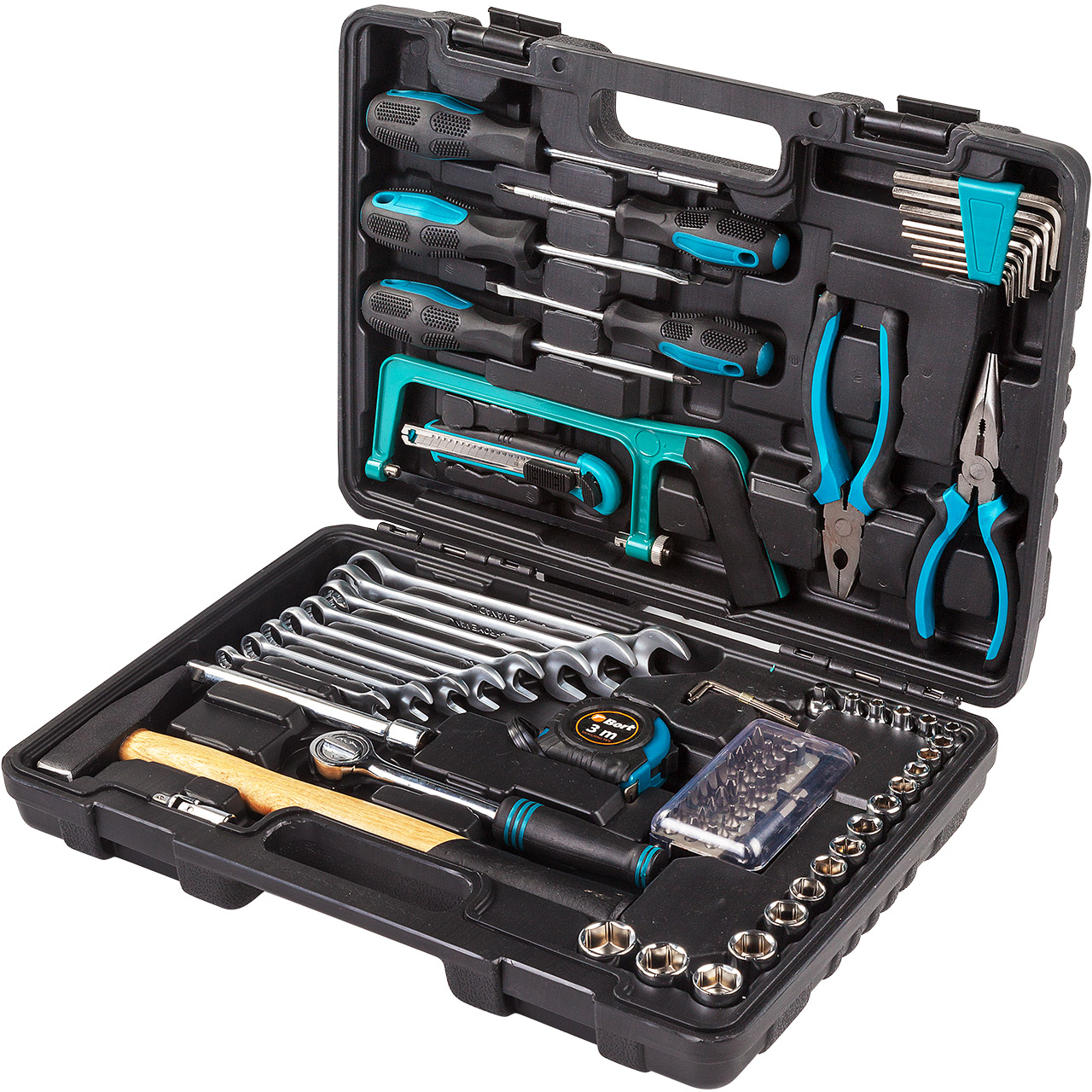 Bort – DIY Hand Tool Set / Tool Kit with Spanners and Sockets – 84 Piece