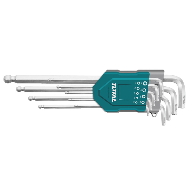 Total Tools Ball Point Hex Key 9Pcs Industrial 1.5-10mm Long Arm