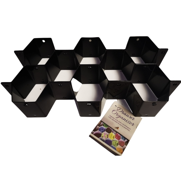 Black Plastic Drawer Organiser – 8 Compartments
