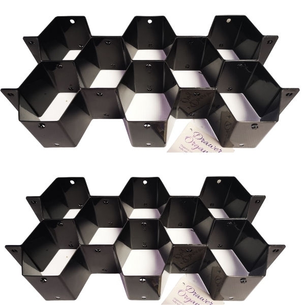Black Plastic Drawer Organiser Combo – 2 x 8 Compartments