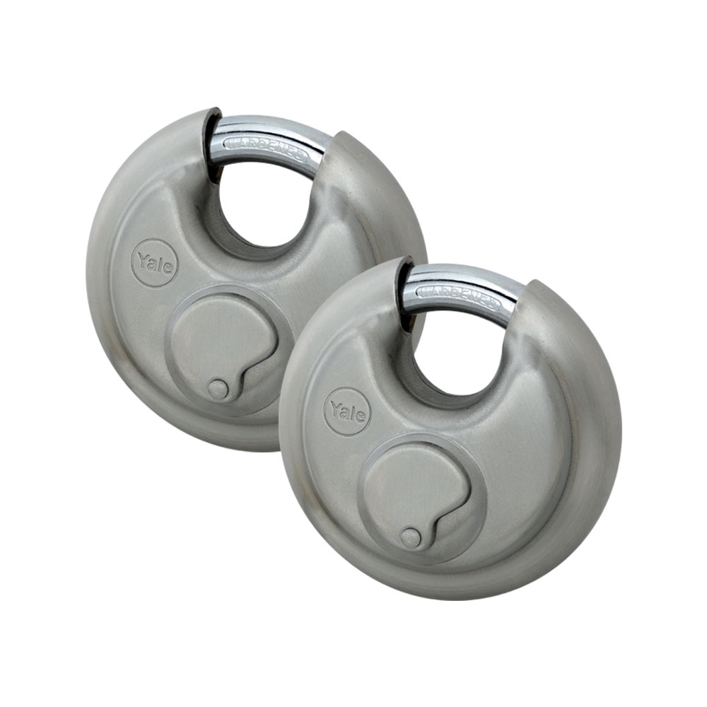 Yale Essential Satin Chrome Padlock 70Mm Duo Pack