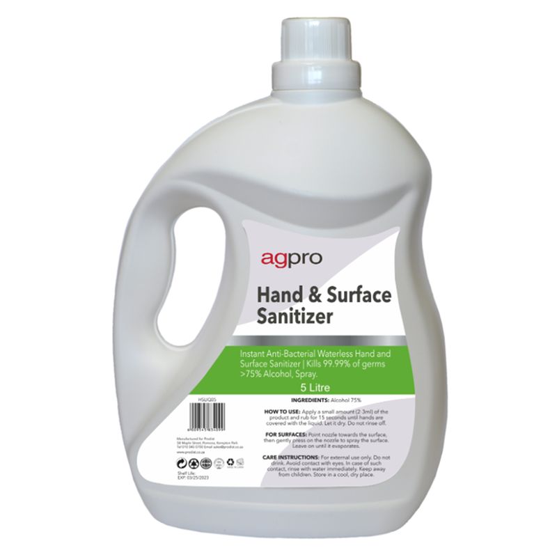 Hand & Surface Sanitiser Liquid Disinfectant, Henrac Tech – 75% Alcohol 5L