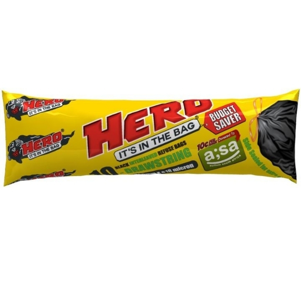 Hero – 10 Interleaved Black Refuse Bags – e18micron
